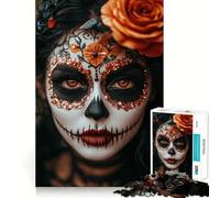 Sugar Skull Makeup Jigsaw Puzzles 1000 Pieces for Teenagers Smart Toy Home Pastime Accurate Cut Thoughtful Gift 38x52cm
