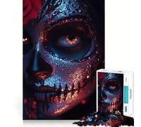 Sugar Skull Makeup Jigsaw Puzzles for Adults 1000 Pieces Strengthen Recall Soothing Fun Quality Edge Lovely Present 38x26cm
