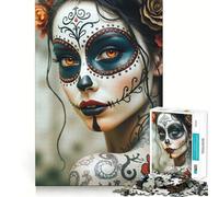 Sugar Skull Makeup Jigsaw Puzzles for Adults 1000 Pieces Strengthen Recall Soothing Fun Quality Edge Lovely Present 38x26cm