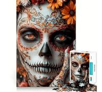 Sugar Skull Makeup Jigsaw Puzzles for Teenagers 1000 Pieces Mind Puzzle Peaceful Fun Art Assembly Lovely Gift 38x52cm