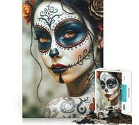Sugar Skull Makeup Teenager Jigsaw Puzzles 1000 Pieces Logic Boost Toy Family Joy Premium Edge 50x75cm