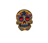 Sugar Skull Mexican Day of The Dead Celebration Calabera Souls Halloween Embroidered Clothing Patches Appliques Iron On Sew On Fabric Badges Ghost DIY Scary Accessory October 37 Party Favor Gifts