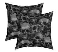 Sugar Skull Pillow Cases Cushion Covers Gothic Skeleton Throw Pillow Covers Set of 2 Soft for Kids Pesonalized Skeleton Bones Decorative Throw Pillowcases Halloween Grey Cushion Cases 16x16 Inch