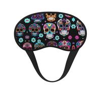 Sugar Skull Print Blackout Sleep Mask - Side Sleeper Eye Cover, Soft Comfort, Perfect for Travel, Meditation