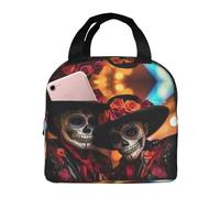 Sugar Skull Print Portable Lunch Bag Reusable Lunch Bag for Men or Women Perfect for Office Picnic Travel