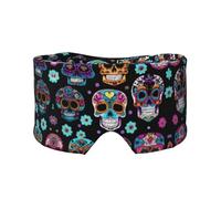 Sugar Skull Print Sleep Eye and Ear Muffs Mask - Adjustable Yoga Travel Headband, Keep Warm Shading Comfortable Aid