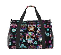 Sugar Skull print Weekender Overnight Carry On Bag Gym Luggage Bag Duffel Bag for Travel Women, Black, One Size