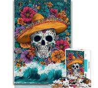 Sugar Skull Puzzles for Teenagers Teens 1000pc Puzzle,Brain Teaser Game Wall Decoration Unique Birthday And Xmas Gifts (75x50cm)