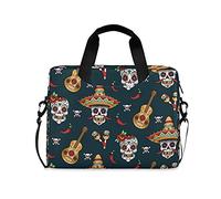 Sugar Skull Red Chilli Pepper Skulls Guitar Laptop Messenger Bag, Case Sleeve Suitable for 14 inches to 16 inches with Adjustable Notebook Shoulder Strap, Tablet Briefcase
