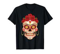 Sugar Skull Red Roses Women Day of the Dead T-Shirt