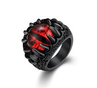 Sugar Skull Rings for Men Women, Stainless Steel Two Tone Mens Biker Ring Halloween Jewelry Day of the Dead Memory Jewelry For Death, Gift Box Included, 14, Black Plated, No Gemstone