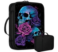 Sugar Skull Roses Bible Bag Large Bible Case Cover for Women Men, Multi-Functional Church Bag Bible Protector with Handle Zippered Pocket Christian Gift Bible Study Supplies