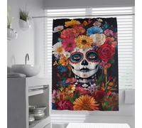 Sugar Skull Shower Curtain Gothic Halloween Bathroom Decoration 200x220cm