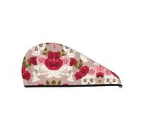 Sugar Skull Skeleton Bath Shower Cap for Women Coral Velvet Dry Hair Cap Absorbent Fast Drying Towels