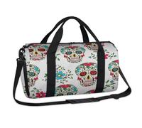Sugar Skull Sports Duffel Bags Skull Day of The Dead Weekend Overnight Bag Casual Tote Holdall Travel Gym Luggage Duffel Bag for Kids Girls Boys Women Men