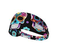 Sugar Skull Sports Headband For Men Women Tennis Sweat Band For Workout Sports Headbands Elastic For Running