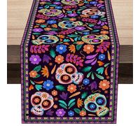 Sugar Skull Table Decorations | Sugar Skull Table Runners Decorative Table Runners Day of the Dead Decorations Rustic Multifunctional Linen Tablecloth for Room Decor at M