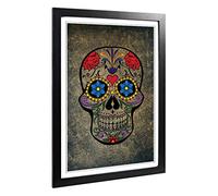 Sugar Skull Tattoo Framed Wall Art Print A2 Black