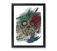Sugar Skull Tattoo No.1 V2 Modern Framed Print | A4 Black Framed Wall Art | Ready to Hang | Modern Skull Picture | Living Room Bedroom Lounge Office