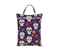 Sugar Skull Travel Laundry Bag with Handle, Portable Dirty Washing Bag for Camping Gym Holidays Ethnic Skeleton Water-Repellent Laundry Tote for Suitcase Luggage