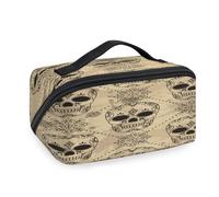 Sugar Skull Travel Makeup Bags for Women Men Girls Boys Retro Skull Print Wash Pouch Bag Portable Toiletry Cosmetic Toiletries Organizer Shower Bag
