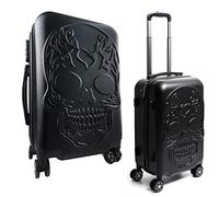 Sugar Skull Travel Suitcase with Wheels - Spinner Rolling Luggage Bag for Traveling - 14.2" x 21.5" x 8.7" Hard Shell Spinner Carry On Baggage for Vacations, Weekender, Traveler Calavera Skeleton Bags
