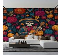 Sugar Skull Wallpaper, Day of The Dead Wall Mural for Living Room, Non-Woven Wall Paper for Bedroom 450X315cm, Photo Wallpaper Home Decor PZ&D43