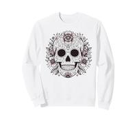 SUGAR SKULL WITH FLOWERS DIA DE LOS MUERTOS MEXICO DAY Sweatshirt