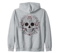 SUGAR SKULL WITH FLOWERS DIA DE LOS MUERTOS MEXICO DAY Zip Hoodie
