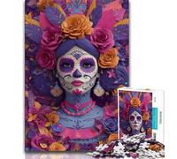 Sugar Skull Woman Jigsaw Puzzles for Teenagers 1000 Jigsaws,Staycation Kill Time Every Piece Is Unique - Challenging Family Fun Game 38x26cm