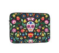 Sugar Skulls And Flowers Printed Laptop Sleeve - 15 Inch Shockproof Oxford Fabric Laptop Protective Case