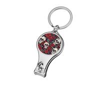 Sugar Skulls and Red Roses Nail Clipper Curved Blades with Nail File Sharp and Sturdy,Nail Clippers for Salon Home Nail Art, Toenail Clippers Pedicure Tools for Feet for Men & Women