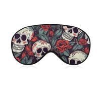 Sugar Skulls and Red Roses Sleep Mask for Women Men, Soft Eye Mask with Adjustable Strap for Sleeping, Light Blocking Travel Blindfold for Nap Comfortable Eye Cover for Home Office