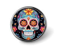 Sugar Skulls Badge Holder Personalized Round Badge with Picture Pin Aluminum Alloy Button Pin Exquisite Brooch Fashion Button Badges Clothes Decorative Pins