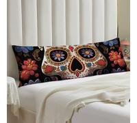Sugar Skulls Body Pillow Case 20x54 Throw Pillow Cover with Hidden Zipper Breathable & Cozy Full Long Pillowcase Protector Spring Easter Cover for Sleeping Bedroom Couch Sofa Decor