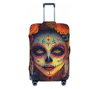 Sugar Skulls Brightly Colored Day of The Dead Elastic Travel Luggage Cover Suitcase Protector, Print Suitcase Baggage Cover Anti-Scratch