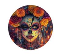 Sugar Skulls Brightly Colored Day Of The Dead Home Decorative Wall Clock, 10 Inch Silent Wall Clock Battery Operated For Bedroom Kitchen Living Room Office