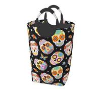 Sugar Skulls Butterfly Print Laundry Hamper Collapsible Baskets With Handle Dirty Clothes Hamper Bag For Dorm Family Bathroom Decor Storage