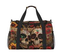 sugar skulls butterfly print Overnight Bags for Women and Men Shoulder Bag Carry On Bag for Traveling Travel Essentials, Black, One Size