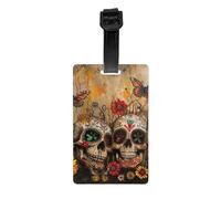 Sugar Skulls Butterfly Print PVC Luggage Tag Versatile ID Holder for Strollers and Bags Practical Travel Accessory Multi-Use