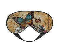 Sugar Skulls Butterfly Print Soft Eye Mask Lightweight Sleep Aid Breathable Blackout Travel Nap Yoga Meditation