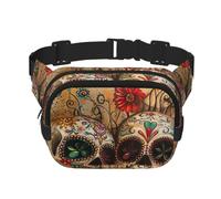 Sugar Skulls Butterfly Print Square Double Layer Waist Bag Festival Outdoor Hiking Travel Lightweight