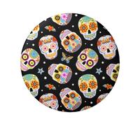 Sugar Skulls Butterfly Round Badge - Durable Tin Plate Design With Full Front Print, Perfect For Custom Gifts And Apparel Decoration