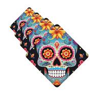 Sugar Skulls Car Air Fresheners Cards Set of 4 Pieces Personalized Car Fresheners Gifts for Men Women Auto Aromatherapy Tablets Hanging Scented Cards for Wardrobe Bathroom