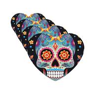 Sugar Skulls Car Air Fresheners Cards Set of 4 Pieces Personalized Car Fresheners Gifts for Men Women Auto Aromatherapy Tablets Hanging Scented Cards for Wardrobe Bathroom