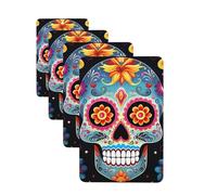 Sugar Skulls Car Air Fresheners Cards Set of 4 Pieces Personalized Car Fresheners Gifts for Men Women Auto Aromatherapy Tablets Hanging Scented Cards for Wardrobe Bathroom