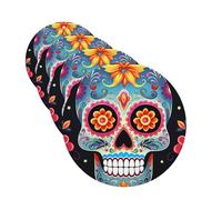 Sugar Skulls Car Air Fresheners Cards Set of 4 Pieces Personalized Car Fresheners Gifts for Men Women Auto Aromatherapy Tablets Hanging Scented Cards for Wardrobe Bathroom