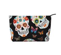Sugar Skulls Corduroy Makeup Bag, Stylish and Durable, Portable and Lightweight