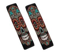 Sugar Skulls Day of The Dead Car Seat Belt Cover Soft Comfortable Shoulder Seatbelt Pads Cover Seat Belt Pad for Suitable for Car Interior Accessorie