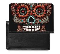 Sugar Skulls Day of The Dead Passport Holder Passport Cover Protector Essentials with Credit Card Slots for Women Men